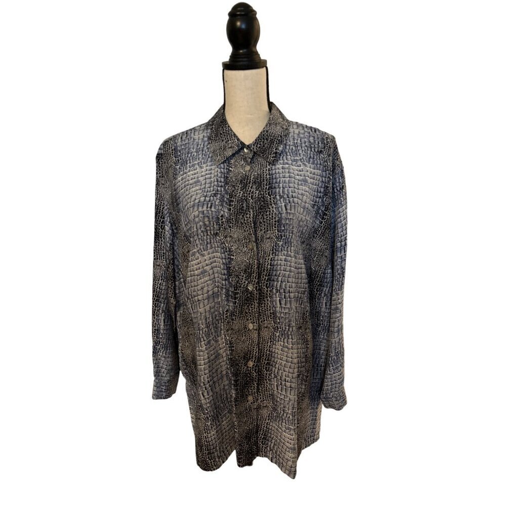 Women's silk snakeskin print blouse